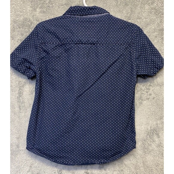 Denim & Flower by Ricky Singh Boys button down navy blue polka dot shirt Sz 4 - Picture 4 of 7